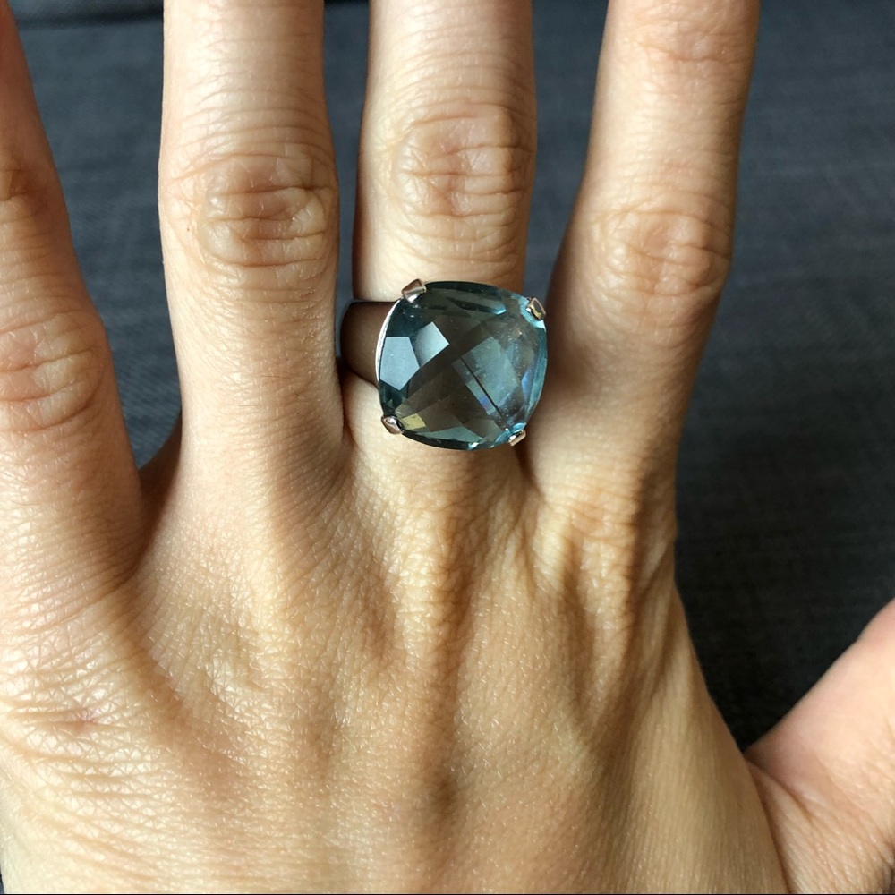 Blue and silver cocktail ring size 7